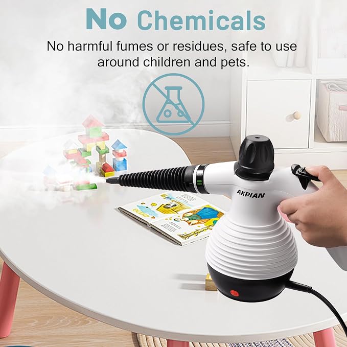 Handheld Steam Cleaner, 221°F Steamer with 10 Accessories | Heats in 3 Mins Safety Lock For Oven, Slate Tile,Upholstery Furniture, Windows Kitchen&Bathroom