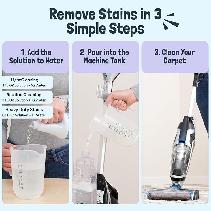 Sunny & Honey Carpet Cleaner Shampoo Solution for Machines, 32floz Lavender | USA Made - Stain and Odor Eliminator - Cleans Carpets and Upholstery - For Upright and Spot Cleaners - Concentrated Formula