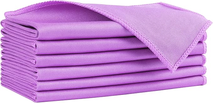 HOMEXCEL Microfiber Glass Cleaning Cloths 6 PK, Lint Free Streak Free, Reusable Microfiber Magic Cleaning Cloth for Windows, Glasses, Mirrors, Screens, Stainless Steel, and More Purple-14×16"
