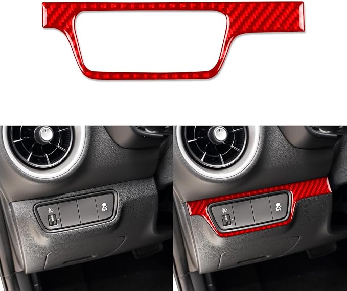 Red Real Carbon Fiber Trim for KIA Forte K3 Accessories | for 2019 2020 2021 2022 2023 2024 Headlight Switch Button Panel Frame Sticker Interior Thick Overlay Decal