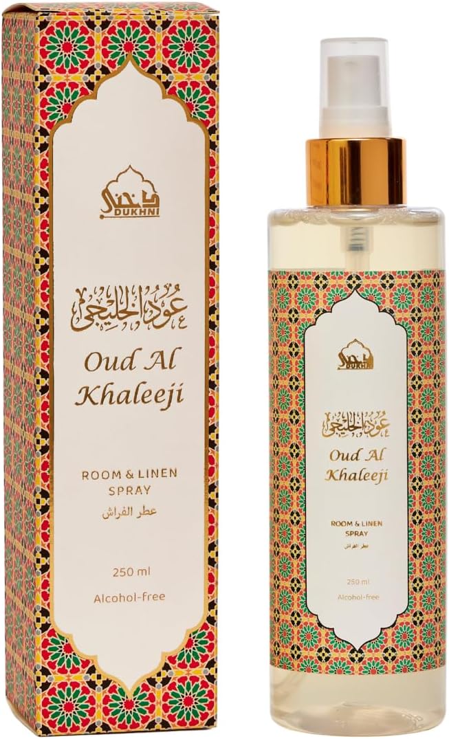 Oud Al Khaleeji Citrus Spray by Dukhni | 250ml Arabic Room Spray for Home | Basil & Citrus Air Freshener for Home, Living Room, Prayer Mats, Bed, Linen, Sofa, Car | Room Freshener, Odour Eliminator