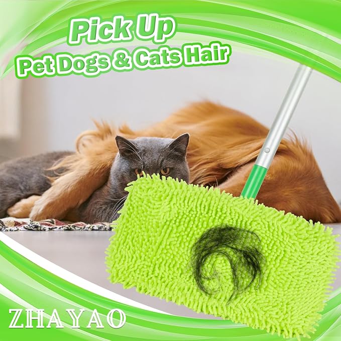 Reusable Chenille Mop Pads for Swiffer Sweeper Mop, 3 Pack | Dry Sweeping Cloths & Wet Mopping Cloths, Washable Pads for Surface/Hardwood Floor Cleaning (Mop is Not Included)