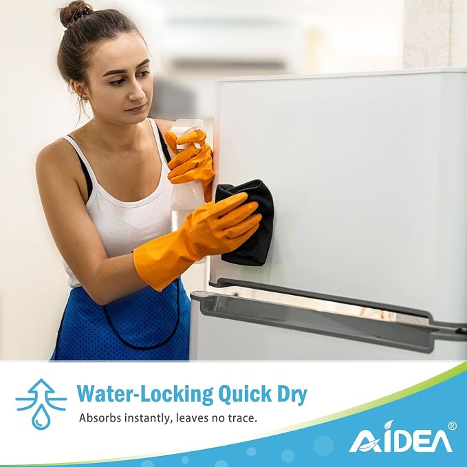 AIDEA Black Microfiber Cleaning Cloth-50PK, Cleaning Rags 12"x12" Absorbent | Microfiber Towels for Cars Lint Free, Reusable Microfiber Rags, Kitchen Towel Dusting Cloth, Dish Rags for Home/Window