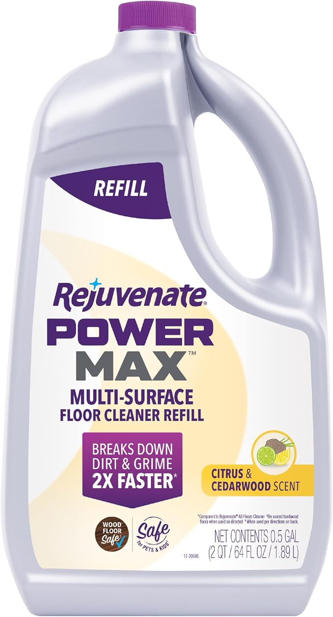 Rejuvenate PowerMax Multi-Surface Floor Cleaner Refill, Citrus & Cedarwood Scent, Designed for All Floor Types, Breaks Down Dirt and Grime for a Powerful Clean, 64 Ounces