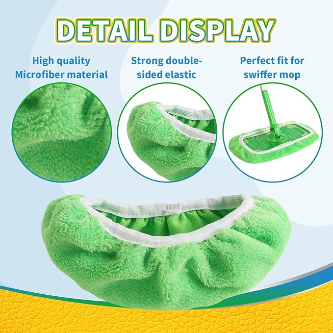 AmaVins Reusable Microfiber Mop Pads Compatible with Swiffer Sweeper Mop, Wet and Dry Flat Swiffer mop Cover, 5 Pack Washable Swiffer Pads for Surface/Hardwood Floor Cleaning (Mop is Not Included)