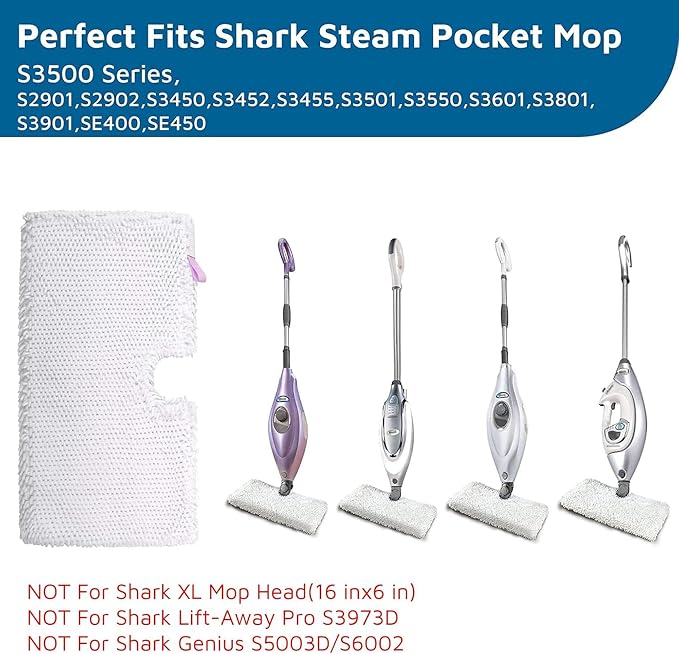 F Flammi 8-Pack Replacement Pads for Shark Steam Pocket Mop S3501 S3601 S3550 S3901 SE450 S3801, Dual-Action Microfiber & Scrubbing Refills for Hardwood Tile Floor Deep Cleaning, Washable & Reusable