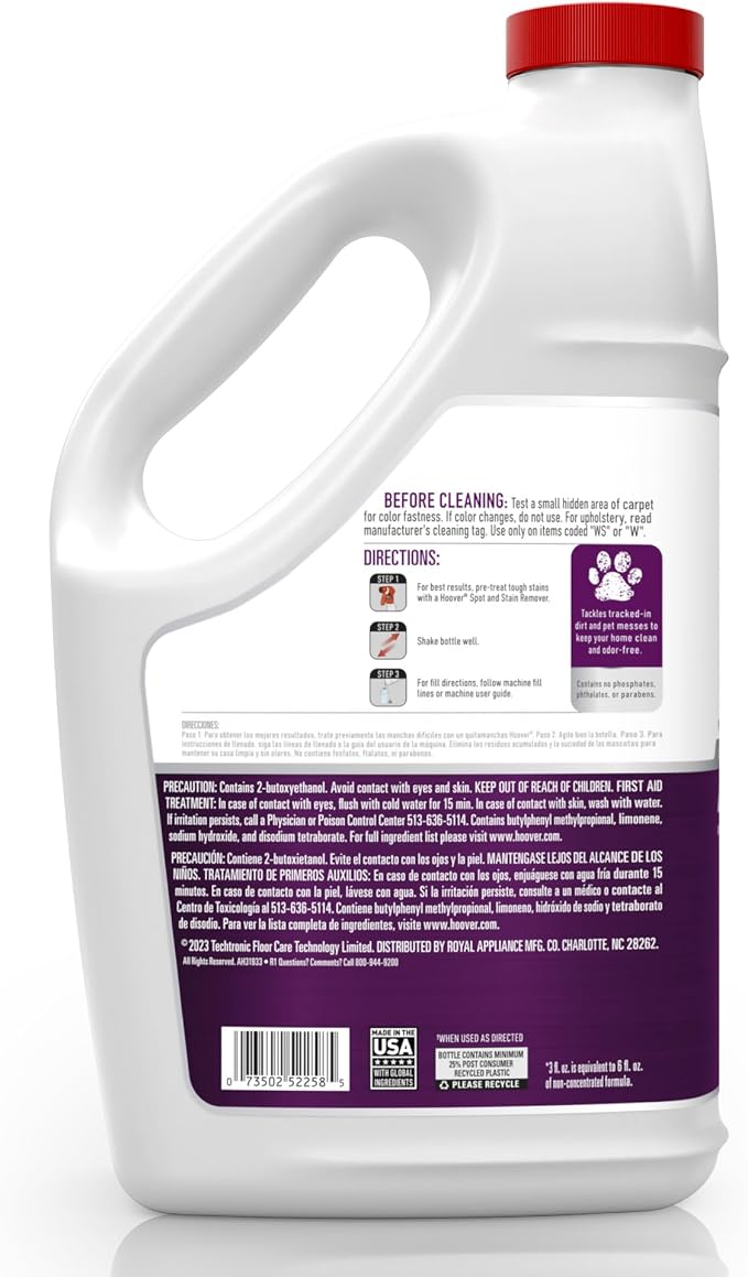 Hoover Pet Carpet Cleaner Solution, 128 Oz., Tropical Breeze Scent | Deep Cleaning Carpet Shampoo Solution, Eliminates Urine Stains and Odors, Pair with Hoover Carpet Cleaner Machine