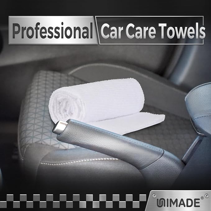 UNIMADE Shop Towels, 100 Pack Commercial Grade Work Rags Microfiber Towels for Cars Cleaning Rags Bulk Detailing Cloth for Automotive Bar Mechanic Restaurant Garage Housekeeping, 11.5"x 11.5", White