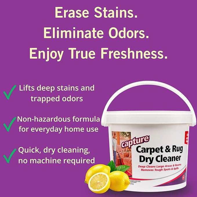 Capture Carpet & Rug Dry Cleaner: Carpet Deodorizer & Freshener Powder - Pet Odor Eliminator - Spot & Stain Remover - Fresh Natural Scent - Carpet Cleaner Powder - Dry Rug Powder Cleaner (8 lb)