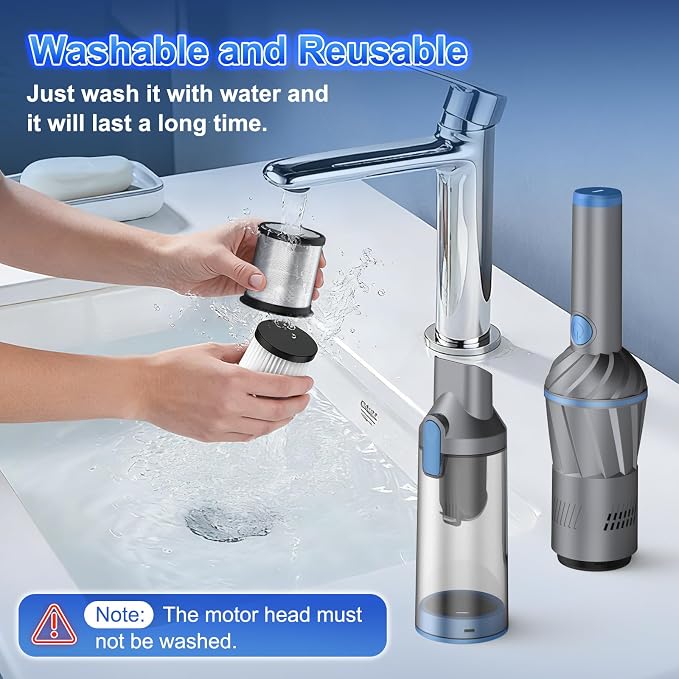 Handheld Vacuum Cleaner Car Vacuum with Multiple Accessories VA004 | Powerful Suction, Multi-Nozzles, Lightweight, HEPA, One-Touch Dust Cup, hand vacuum cordless for Car Home Office Pet