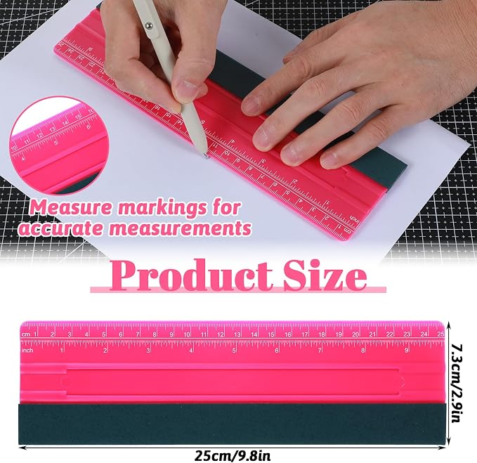 Wallpaper Smoothing Tool, Professional Vinyl Squeegee with Ruler Felt Squeegee for Vinyl Decals Sticker Paper Wallpaper Window Film Tools