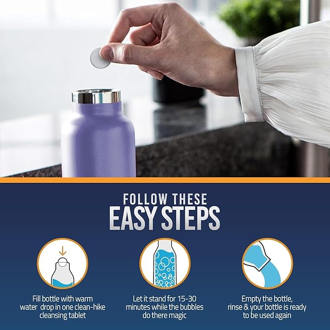 Tumbler Water Bottle Cleaning Tablets - All Natural Ingredient, Great for All Stainless, Plastics, Ceramic and Glass Drinking Containers, Individually Packed (36 Count)