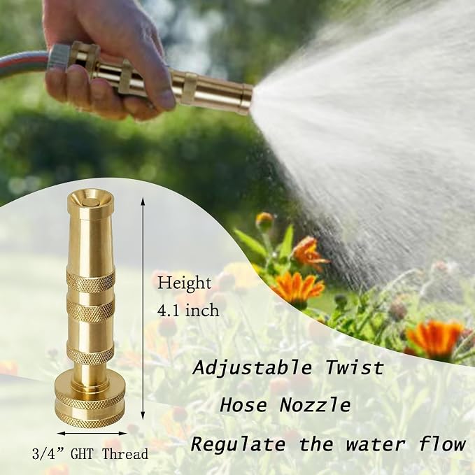 High-Pressure Brass Adjustable Twist Nozzle, Garden Hose Heavy Duty Nozzle Sprayer for Car Washing, Cleaning,Patio, Lawn,2-Pack ﻿