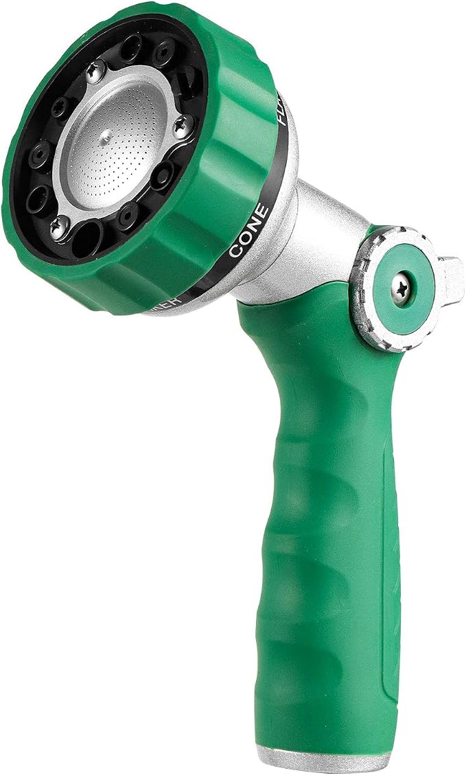 GREEN MOUNT Garden Hose Nozzle, Water Hose Spray Nozzle with Thumb Control On Off Valve for Easy Water Flow Control, Green