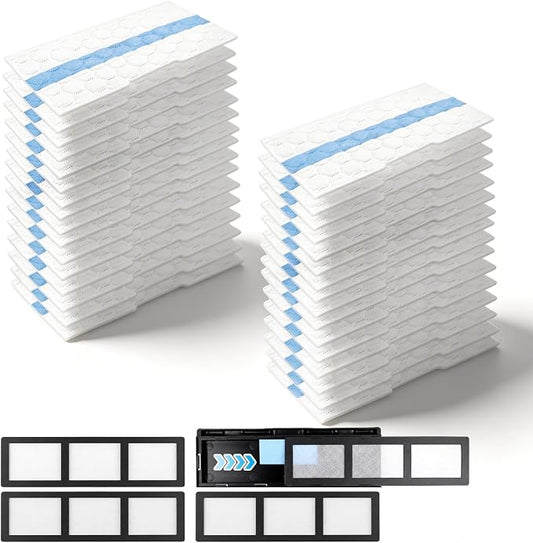 32 PCS Disposable Mop Replacement Pads for Shark VACMOP VM252 VM401 VM180 | Hard Floor Mop Pads Refills With 1 Upgraded Dirt Chamber and 4 Filter, for All Sealed Floors, 32+4+1 Pack