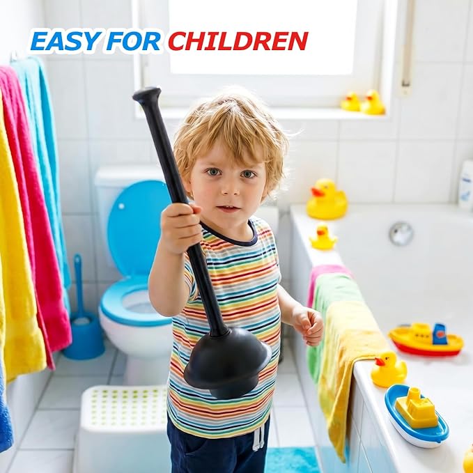 FORASTO 2Pack Toilet Plunger with Holder - Heavy Duty Bathroom Tools | Plungers for Bathroom, Toilet Bowl Cleaners, Apartment Must Haves, Bathroom Decor Accessories, Home Essentials, Black