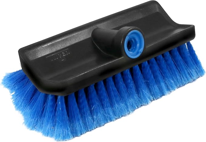 Unger Professional Lock-On HydroPower 10” Bi-Level Soft Wash Brush, Compatible with Waterflow Poles, Outdoor Cleaning Supplies, Great for Patios, Siding, Windows, Cars, and Boats