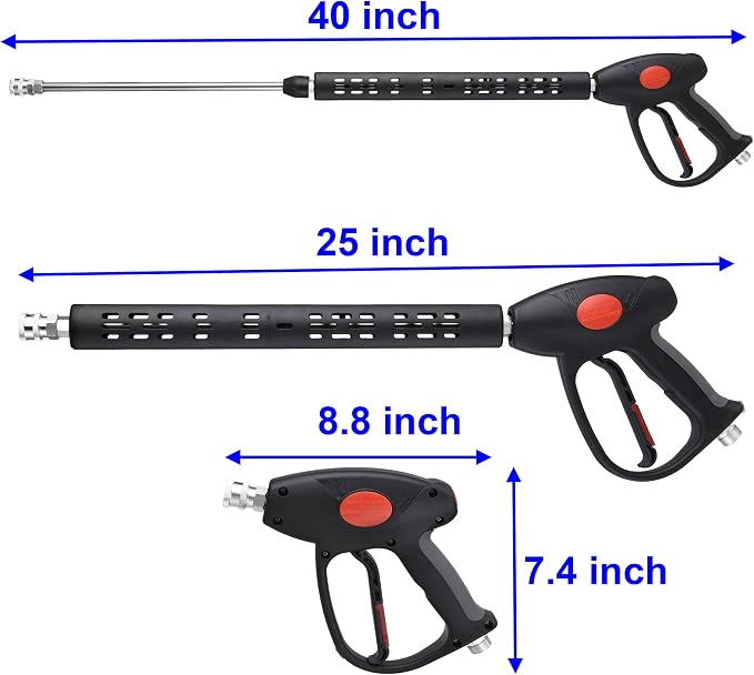 M MINGLE Replacement Pressure Washer Gun with Extension Wand, M22 15mm or M22 14mm Fitting, 5 Nozzle Tips, 40 Inch, 4000 PSI