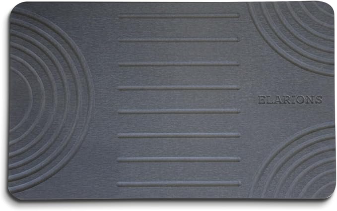 Large Diatomaceous Earth Stone Dish Drying Mat - 24" x 16" Quick Dry Non-Slip Food Grade Fast Absorbent Quartz-Enhanced Rapid Water Absorbing Countertop Mat For Dish Rack