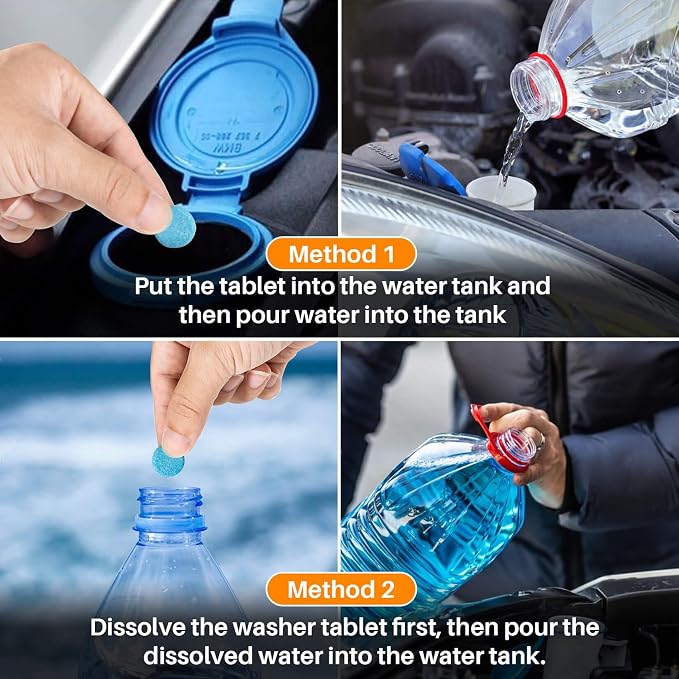 Sukh Car Windshield Washer Tablets - Washer Fluid Tablets Glass Cleaner Concentrate Car Windshield Wiper Fluid Car Windshield Cleaner Automotive Glass Cleaner | 100pcs Windshield Wiper Fluid Concentrate Tablet for Automotive, Window, Glass Cleaning, Cl...