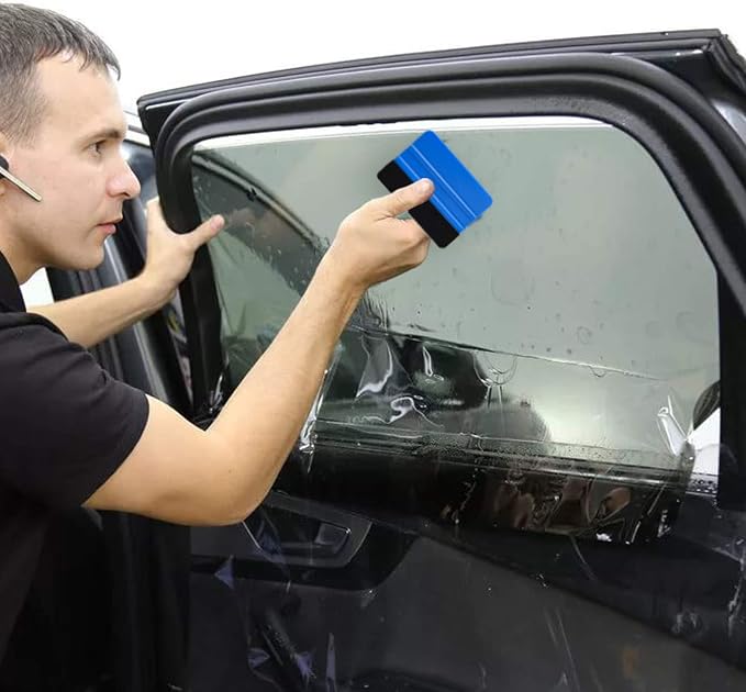 Durable Black Felt Edge Vinyl Squeegee Tool 4-Inch (Pack of 3) | Car Vinyl Film Wrapping Decal Window Tint Work, Professional Scratch Free Squeegee