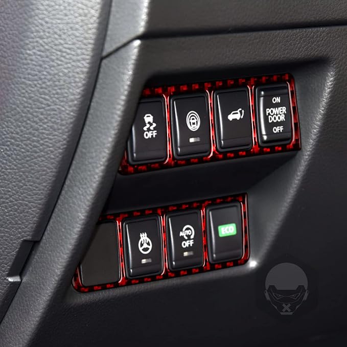 Red Real Carbon Fiber Trim for Nissan Rogue Accessories | for 2014-2020 / Rogue Sport 2017-2022 Driving Mode Select Switch Panel Cover Sticker Interior Thick Overlay Decal