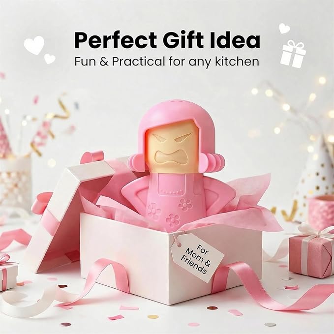 Angry Mama Microwave Oven Steam Cleaner, Angry Mom Microwave Cleaner, Just Add Vinegar and Water, Cut Cleaning Time by Half (Pink)