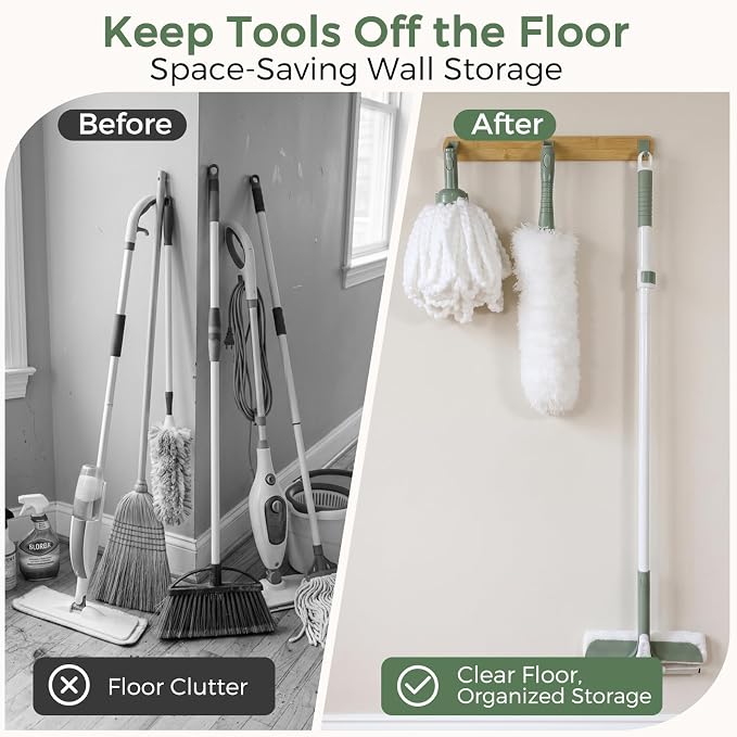 DEANIC High Reach Cleaning Kit with Extendable Handle, 4-in-1 Microfiber Duster, Window Squeegee and Strip Mop Set for Ceiling Fans, Blinds, Windows and Home Cleaning