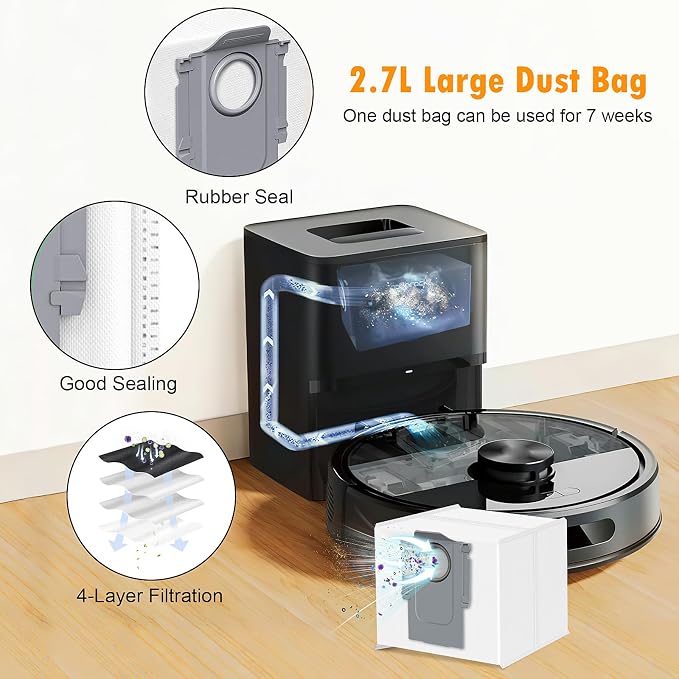 26 Pack Replacement Parts for Roborock Q7 M5/M5+/Q7 L5/L5+ Robot Vacuum | 2 Main Brush 6 Side Brush 4 HEPA Filter 6 Mop Pads 6 Dust Bags 1 Cleaning Brush 1 Screwdriver