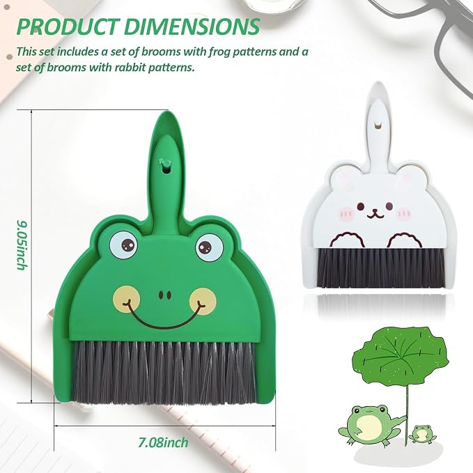 2Pcs Mini Broom and Dustpan Set,Each Set Comes with A Broom and A Dustpan Ldeal for Tight Spaces in Desk Boxes