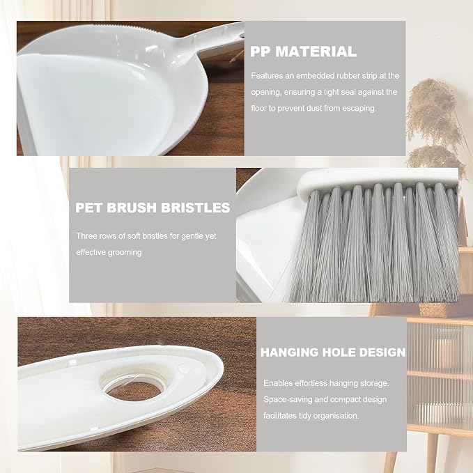 Mini Broom and Dustpan Set Small Dust pan & Brush Set Portable Cleaning Tools for Home Office RV Camping Learning (Green)
