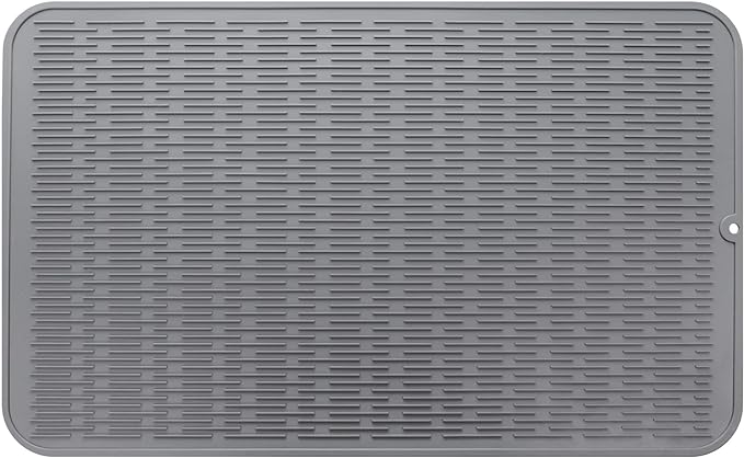 MicoYang Silicone Dish Drying Mat for Multiple Usage,Easy clean,Eco-friendly,Heat-resistant Silicone Mat for Kitchen Counter or Sink,Refrigerator or Drawer Liner Grey 3XL 28 inches x 18 inches