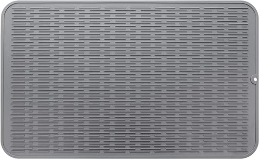 MicoYang Silicone Dish Drying Mat for Multiple Usage,Easy clean,Eco-friendly,Heat-resistant Silicone Mat for Kitchen Counter or Sink,Refrigerator or Drawer Liner Grey 3XL 28 inches x 18 inches