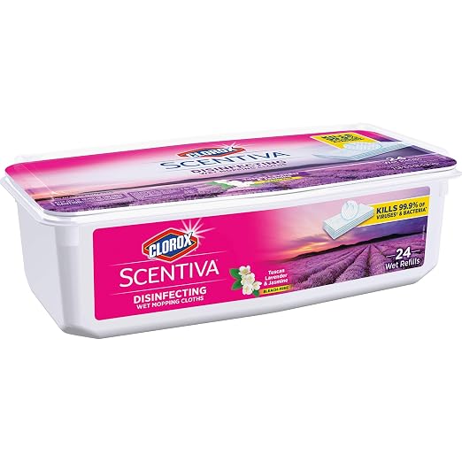 Clorox Disinfecting Wipes Clorox Scentiva Disinfecting Wet Mopping Pad Refills For Floor Cleaning, Tuscan Lavender & Jasmine, 24 Count