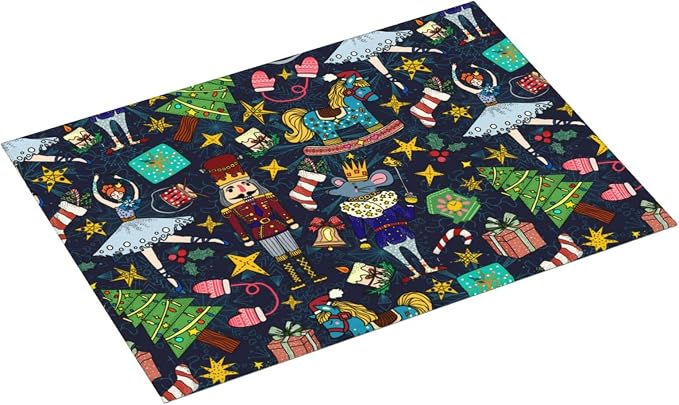 Christmas Nutcracker Dish Drying Mat for Kitchen Counter Cute Kitchen Christmas Dish Mat Microfiber Kitchen Countertop Absorbent Reversible Drainer Rack Pad