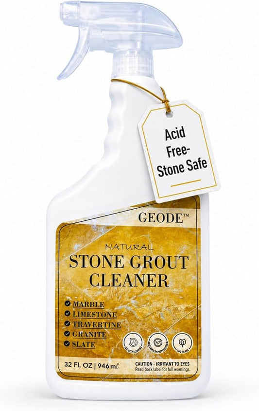 GEODE Natural Stone Grout Cleaner for tile floors - non-damaging, deep cleaner safe for Marble, Limestone, Travertine, Ceramic - Industrial Strength Tile, Stain Remover, Powerful Formula (32 oz.)