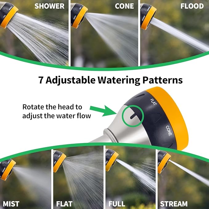 AUTOMAN Garden Nozzle Sprayer, 2 Pack High Pressure Spray Nozzle, 100% Metal Water Hose Nozzle, 7 Patterns Watering Nozzle, Heavy Duty Sprayer Garden Nozzle for Watering Plants & Lawns, Washing Cars