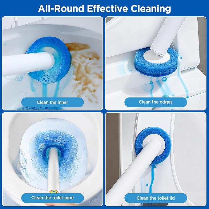 Toilet Wand Refills，Toilet Brush Replacement, Hygienic and Easy to Use for Bathroom Cleaning, Sinks, Bathtubs (Blue)