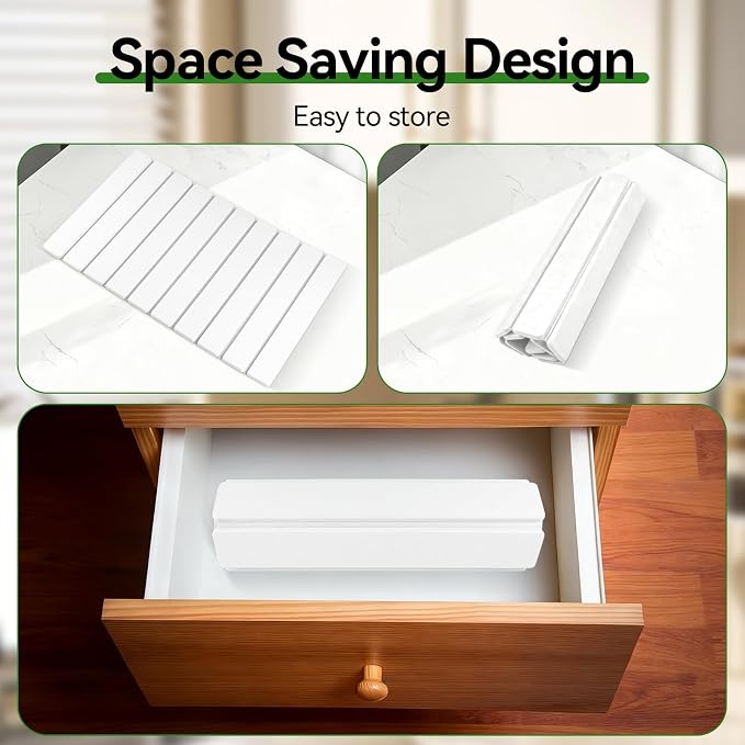 Large Stone Drying Mat for Kitchen Counter, 24"x16" Collapsible Diatomaceous Earth Drying Mat, Instant Absorbent Dish Drying Pad, Stone Drying Rack Space Saver Drying Board for Kitchen Sink, White