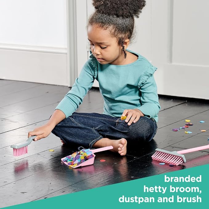 Casdon Hetty Brush Set | Child-Friendly Cleaning Toy Set for Ages 3+ | Fun & Educational | Includes Broom, Brush, Dustpan!