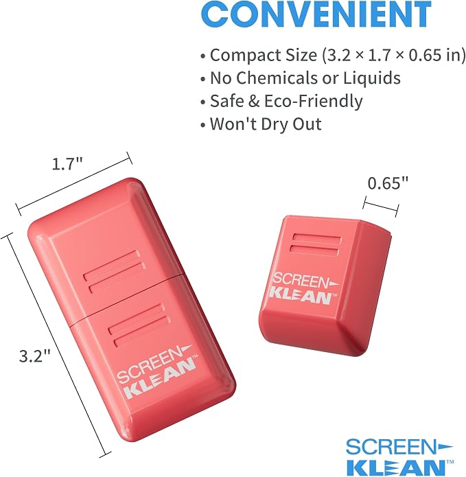 ScreenKlean Tablet Screen Cleaner - Compatible with iPad, Android & Amazon Tablet - with Carbon Microfiber Tech-Injected Pink-1 Count (Pack of 1)