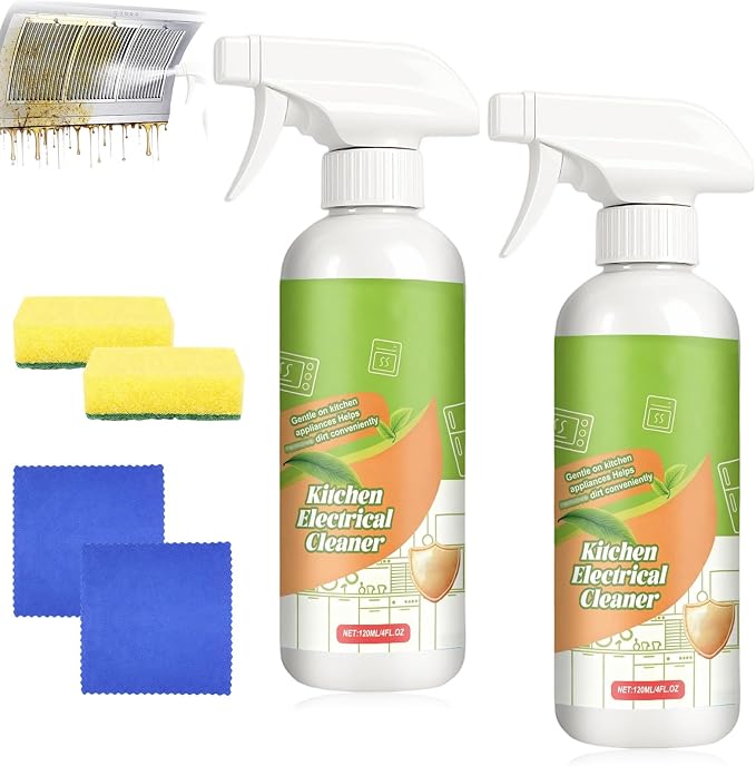 2PCS Kitchen Cleaner Remover Spray,Multifunctional Kitchen Appliance Cleaner,Kitchen Enzyme Cleaner,For Cooktop,Stove,Oven,Microwave & Oil Stains