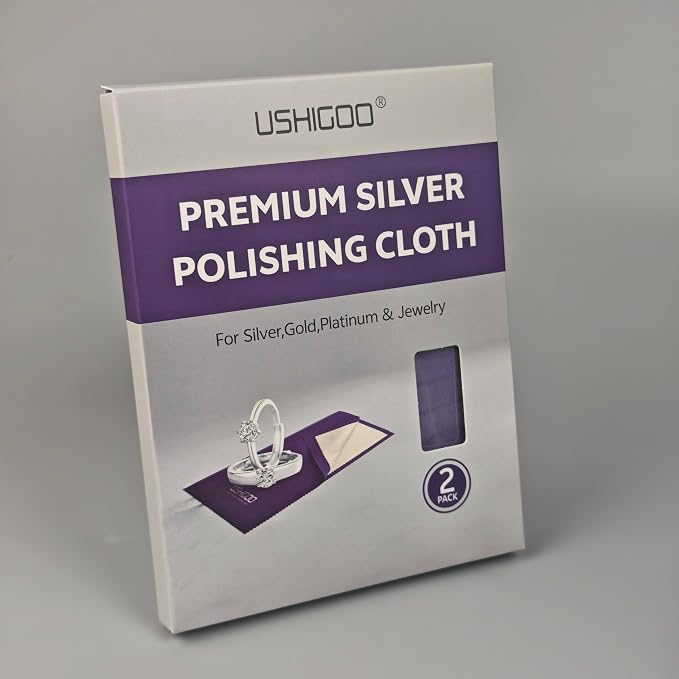 2pcs Jewelry Cleaner&Polishing Clothb for Ring,Earring,Watch and Coins Care | Sterling Silver Gold Platinum Tarnish Remover,Non-Toxic Eco Friendly,Jewelry Cleaning Cloth