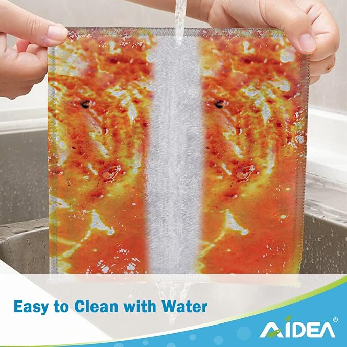 AIDEA Non Scratch Wire Dishcloth 12PK, Wire Dishwashing Rag for Wet and Dry, Dual Sided, Washable Dish Rags, Cleaning Pads Steel Scrubber for Cookware, Sinks, Dishes, Stove Tops, 7"×8"