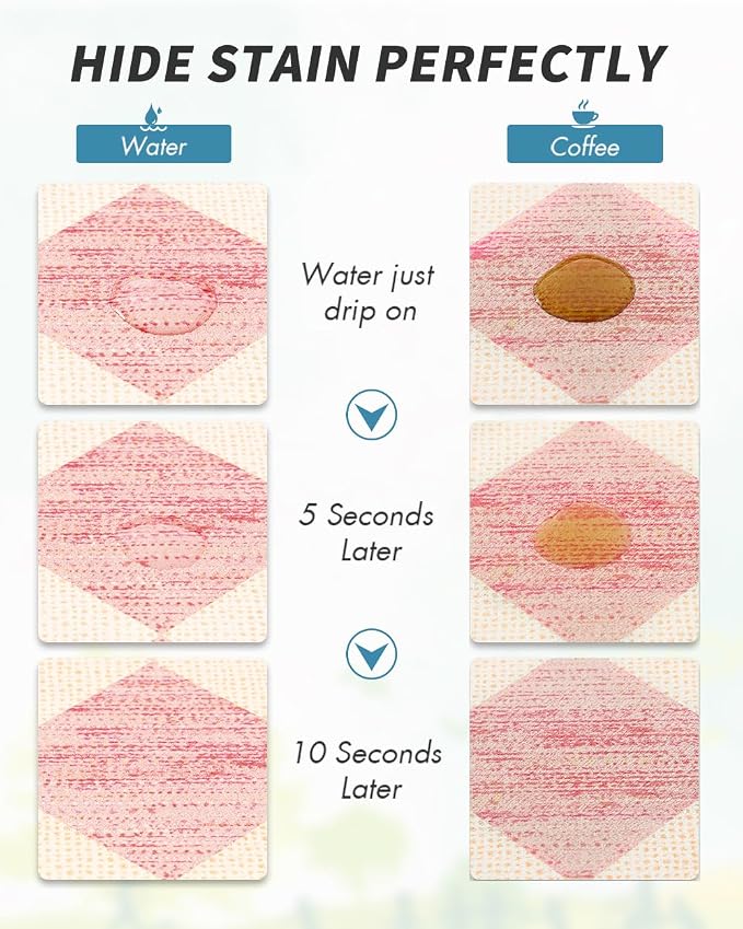AMOAMI Coffee Mat Hide Stain Rubber Backed Absorbent Dish Drying Mat for Kitchen Counter - Fits Under Coffee Maker or Machine - PINK 17x31.5