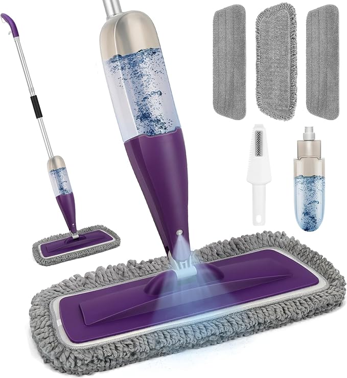 Microfiber Spray Mop for Floor Cleaning with Washable Pads,Dry Wet Use | 27 oz Refillable Bottle,3 Reusable Mop Pads,Mops with Sprayer for Hardwood Laminate Vinyl Tile Cleaning