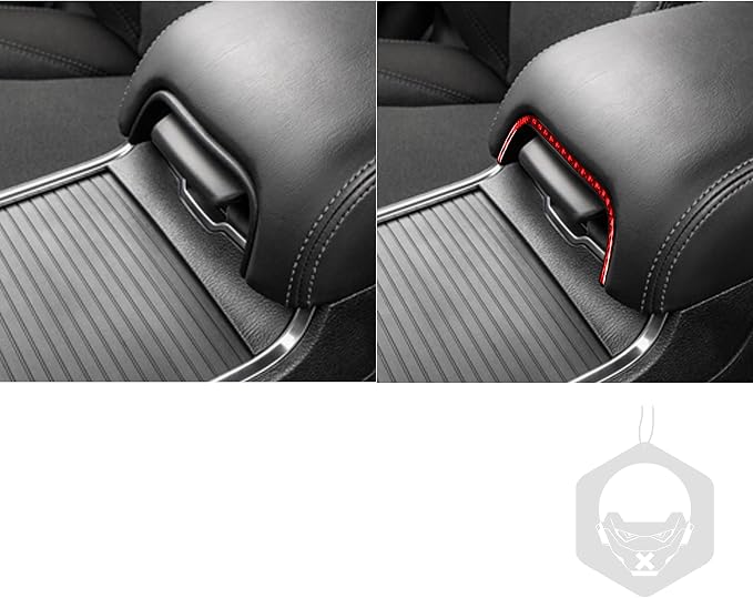 Trim Armrest Box Fit for Dodge Charger/Chrysler 300 2011-2023 | Real Carbon Fiber | Accessories | Trim Armrest Box Trim Stickers | Anti-scratch | Self-adhesive | Red