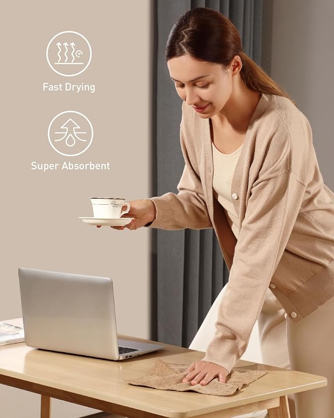 Fantasticlean Microfiber Cleaning Cloth Roll- 75 Sheets, 12" x 12" (TAN) | Super Absorbent, Lint-free, Tear-away Microfiber Towel Roll, for All-Purpose Cleaning