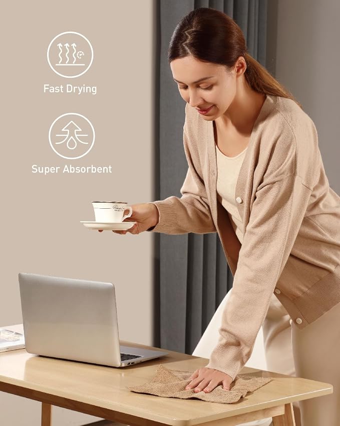 Fantasticlean Microfiber Cleaning Cloth Roll- 40 Sheets, 12" x 12" (Tan) | Super Absorbent, Lint-free, Tear-away Microfiber Towel Roll, for All-Purpose Cleaning