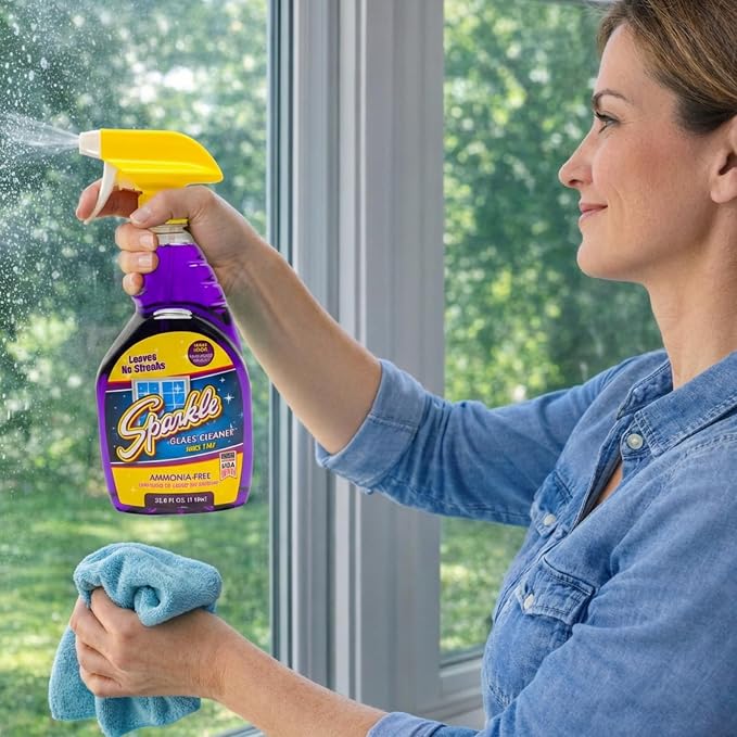 Sparkle Glass Cleaner, Original Purple Formula, 33.8-Ounce Trigger Bottle (Pack of 12)